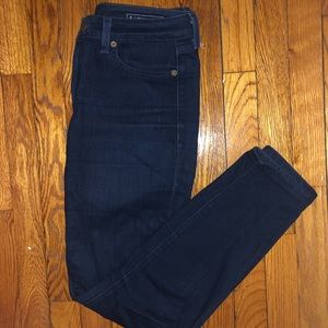 Dark wash high-waisted Vineyard Vines skinny jeans